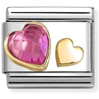 Nomination Classic Gold Hearts with Dark Pink CZ Charm