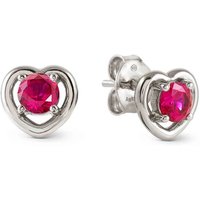 Nomination Cosmic Love Silver Heart Red CZ Stud Earrings