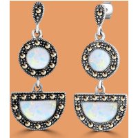 John Greed Signature Silver Marcasite & Opalite Earrings