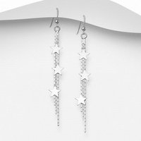 John Greed Signature Silver Shooting Star Long Drop Earrings