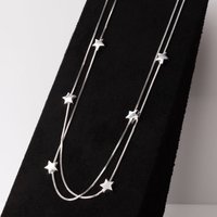 John Greed Signature Silver Star Layered Chain Necklace