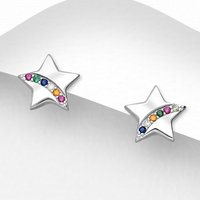 John Greed Signature Silver Colourful CZ Shooting Star Stud Earrings