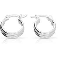 John Greed Signature Silver Triple Row Hoop Earrings