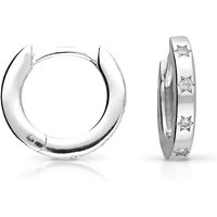 John Greed Signature Silver Mini CZ Star Huggie Hoop Earrings