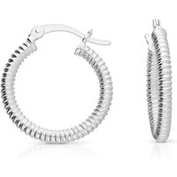 John Greed Signature Silver Ribbed Texture Hoop Earrings