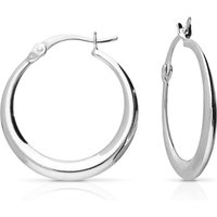 John Greed Signature Silver Plain Tapered Hoop Earrings