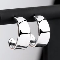 John Greed Signature Silver Concave Chunky Hoop Earrings