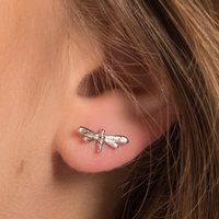 John Greed Tempest Meadow Silver Dragonfly Stud Earrings