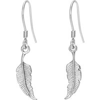 John Greed Signature Silver Feather Drop Earrings