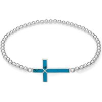 John Greed Signature Silver Turquoise Cross Beaded Bracelet