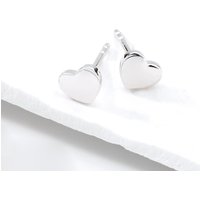 John Greed Signature Silver Polished Heart Stud Earrings