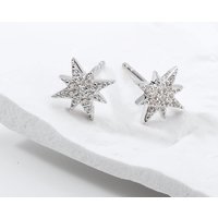 John Greed Signature Silver CZ North Star Stud Earrings