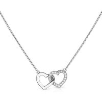 John Greed Signature Silver Double Hearts CZ Necklace