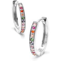John Greed Signature Silver Rainbow CZ Huggie Hoop Earrings