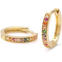 John Greed Signature Gold Plated Silver Rainbow CZ Huggie Hoop Earrings