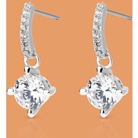 John Greed Signature Silver CZ Bar Drop Earrings