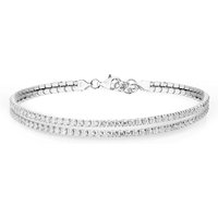 John Greed Signature Silver CZ Double Row Thin Tennis Bracelet