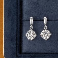 John Greed Signature Silver Baguette & Round CZ Drop Earrings
