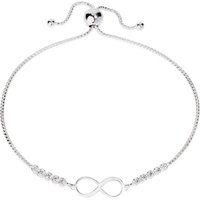 John Greed Signature Silver CZ Infinity Symbol Tennis Slider Bracelet