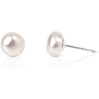John Greed Signature Silver & White Freshwater Pearl Bouton Stud Earrings