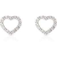 John Greed Signature Silver CZ Heart Outline Stud Earrings