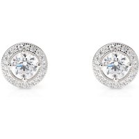 John Greed Signature Silver Round CZ Halo Stud Earrings
