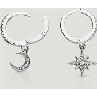 John Greed CANDY Sky Silver CZ Moon & Star Huggie Hoop Earrings