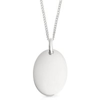 John Greed Signature Silver Oval Tag Necklace