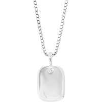 Rectangular Tag Diamond Silver Pendant P5212 – Premium Finish | - Recycled Sterling Silver / Platinum Plated / Diamond