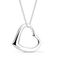 John Greed Signature Silver Floating Waved Heart Necklace