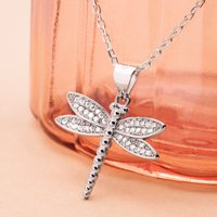 John Greed Tempest Meadow Silver Pave CZ Bead Dragonfly Necklace