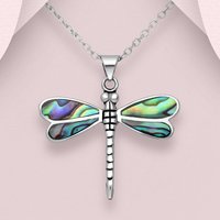 John Greed Tempest Meadow Silver Detailed Abalone Dragonfly Necklace