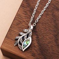 John Greed Tempest Wald Silver Oxidised Abalone Leaf Necklace