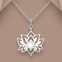 John Greed Tempest Serre Silver Mother of Pearl Lotus Necklace