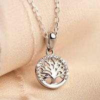John Greed Tempest Wald Silver CZ Round Tree Of Life Necklace