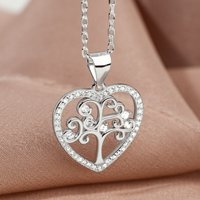 John Greed Tempest Wald Silver CZ Heart Tree Of Life Necklace