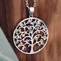 John Greed Tempest Wald Silver Colourful CZ Tree Of Life Necklace