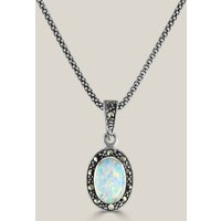 John Greed Signature Silver Marcasite & Opalite Oval Necklace