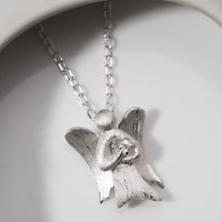 John Greed Signature Silver CZ Matte Angel Necklace