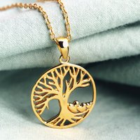 John Greed Tempest Wald Gold Plated Tree of Life & Heart Drops Necklace
