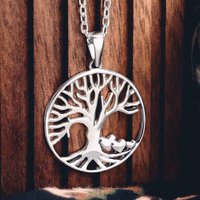 John Greed Tempest Wald Silver Tree of Life & Heart Drops Necklace