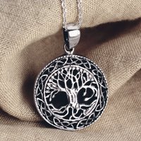 John Greed Tempest Wald Silver Celtic Black Resin Tree Necklace
