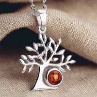 John Greed Tempest Wald Silver Amber Tree of Life Necklace