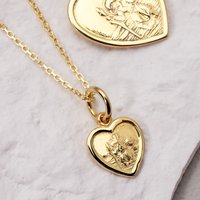 John Greed Signature Gold Plated Tiny Heart St Christopher Necklace