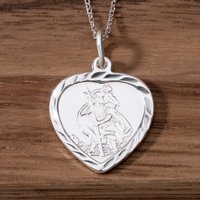 John Greed Signature Silver Heart St Christopher Necklace