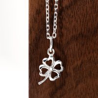 John Greed Signature Silver Open Leaf Clover Necklace