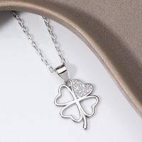 John Greed Signature Silver Open Leaf CZ Clover Necklace
