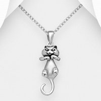 John Greed Signature Silver Swingable Cat Necklace