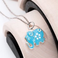 John Greed Signature Silver Blue Elephant Flower Necklace