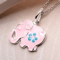 John Greed Signature Silver Pink Elephant Flower Necklace